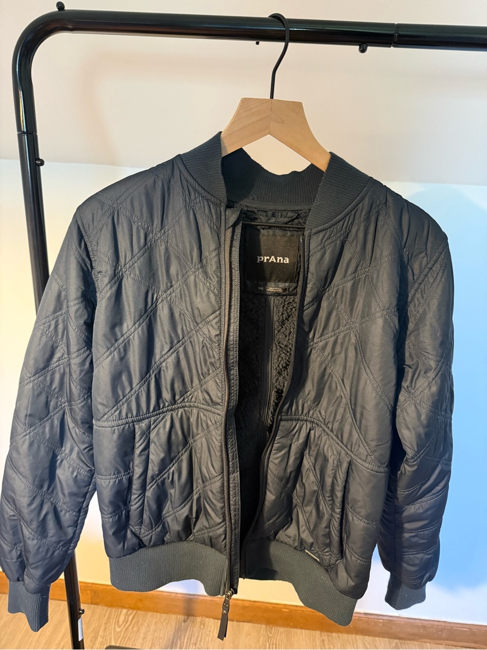 prAna Women’s Quilted Bomber Jacket - Navy Blue